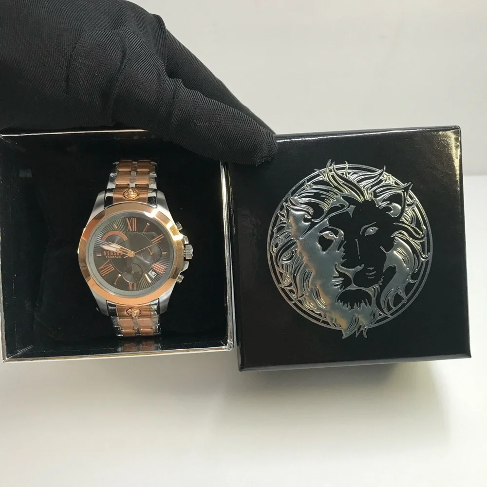 Ship same day- Authentic VERSUS Versace Men's Gray Dial Stainless Steel Bracelet